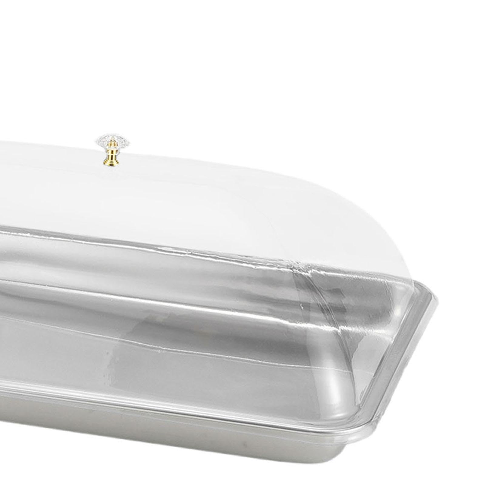 Vassoio da portata in acciaio inossidabile 304 con coperchio a cupola, vassoio multifunzionale per alimenti per festival e buffet, 50 x 35 x 5 cm, elegante, resistente, facile da pulire