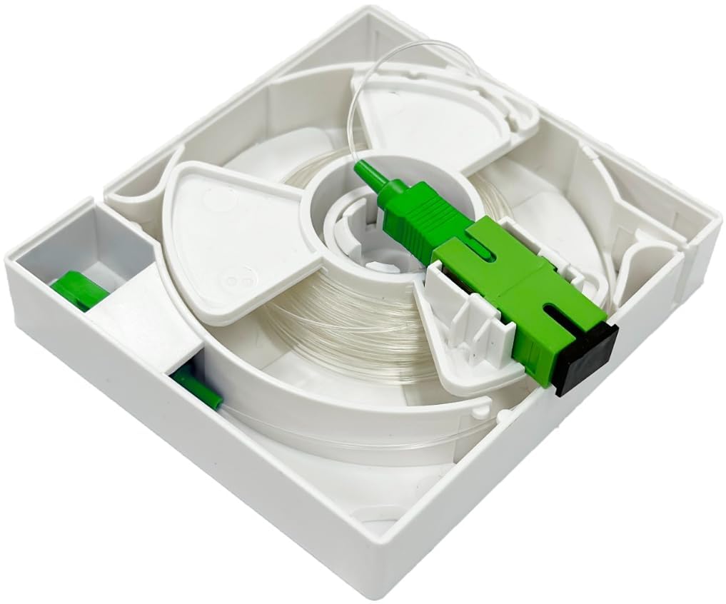 Rallonge Fibre Optique sur Enrouleur - Orange SFR Bouygues Free - 40m - Câble Transparent Invisible - Déplacement de Box Internet - Jarretière non incluse - Garantie 10 ans