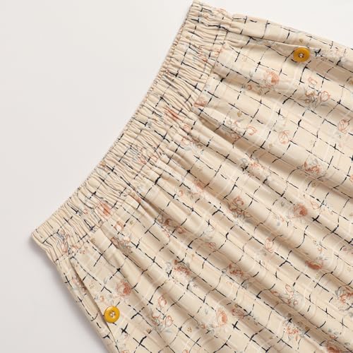 Women's High Waist Plaid Skirt Elastic Waist Casual Skirt with Pockets in Autumn Winter and Spring3