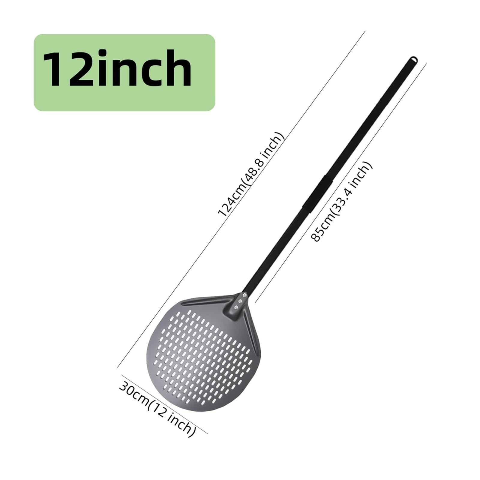 Aluminiowa perforowana łopatka do pizzy z odpinanym uchwytem, nieprzywierająca, łopatka do pieczenia, akcesoria (30 cm, 124 cm)