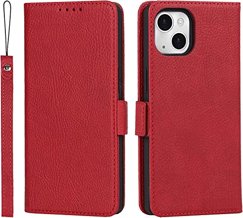 Étui iPhone 13 Pro Max CaseWallet rouge en cuir PU avec porte-cartes amovible