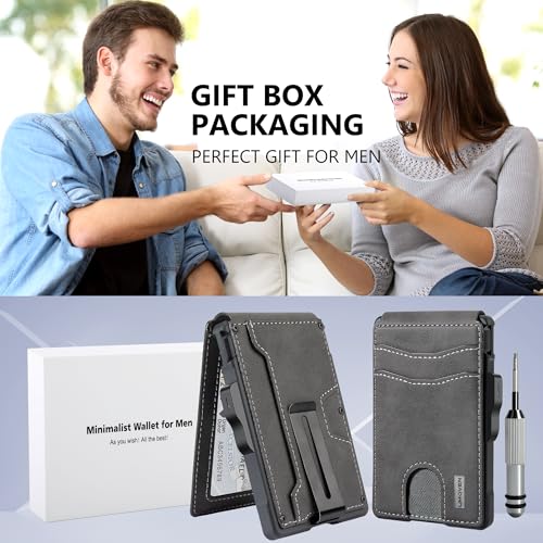 Image of umoven Wallet for Men - with Money Clip Slim Leather Slots Credit Card Holder RFID Blocking Bifold Minimalist Wallet