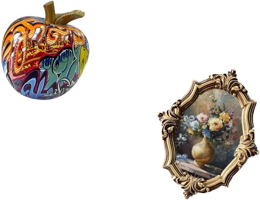 Fenteer Figurine Statue Resin Statues Sculpture Photo Frame Picture Frame Display Artwork Frame Painted Graffiti Resin Material Suitable for Gift Giving Home