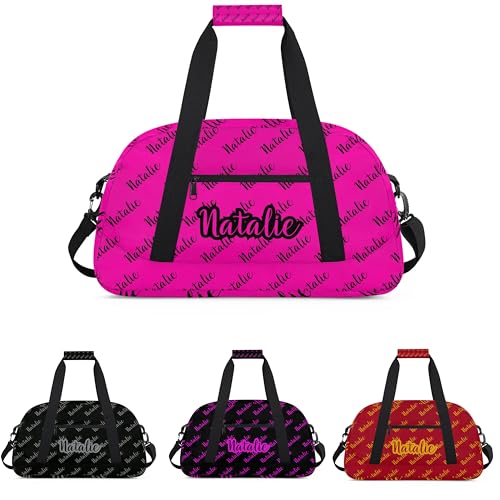 RIRIX Personalized Dance Bag Duffel Bag for Girl & Boy, Custom Sport Gym Bag Ballet Bag Weekender Bags Travel Bag Name Hot Pink Black, Option 16, SDP1113