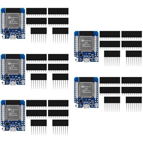 5PCS D1 Mini ESP32 ESP-WROOM-32 WLAN WiFi + Bluetooth IoT Development Board Kit Dual Cores CPU Module USB Interface Compatible with Arduino IDE NodeMC Cover