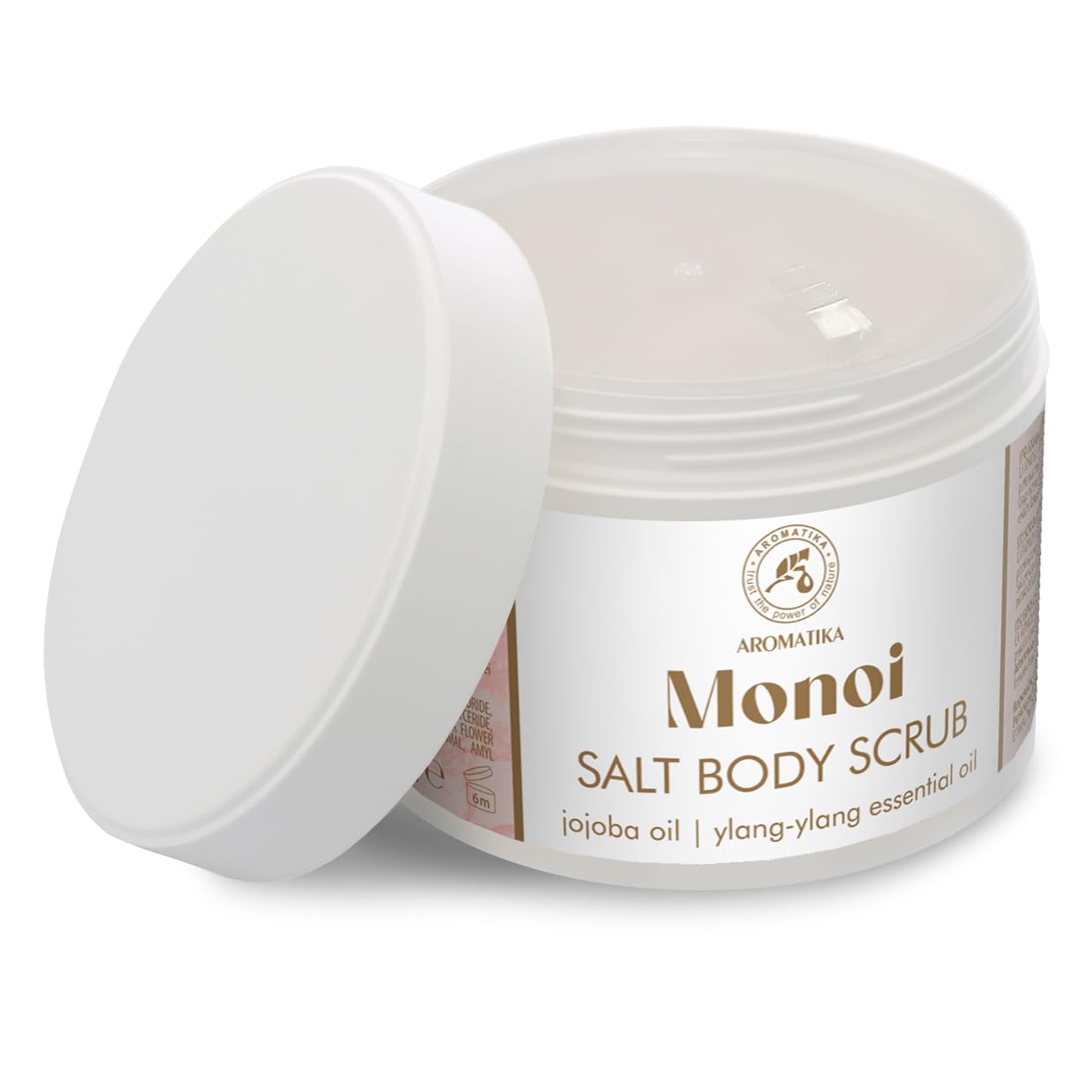 Gommage pour le Сorps Monoi 500 g - Gommage au Sel pour le Сorps - Gommage Corporel à Huile de Jojoba et à Huile Essentielle Ylang-Ylang - Hydratant Corps - Soin de la Peau - Arôme de Fleurs de Tiaré