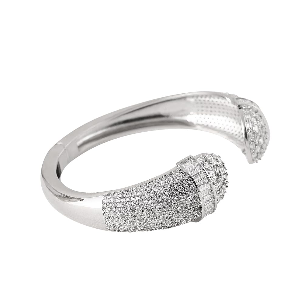 Shaze Cubic Zirconia Rhodium Plated Discoid Bracelet For Women (B083DWZSSW) Amazon Price History, Amazon Price Tracker