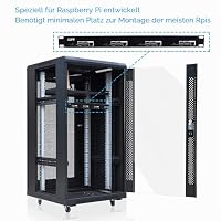 GeeekPi 1U Rack Kit für Raspberry Pi 4B, 19" 1U Rackmount Unterstützt 1-4 Einheiten mit 4 Raspberry Pi Lüftern, Kühlkörper, Micro HDMI zu HDMI Boards, TF Karte zu FPC Boards für Raspberry Pi 4B – Ansicht 5