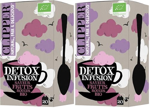 CLIPPER - Infusion Bio Détox - Saveur Fruits Rouges - 20 Sachets d'Infusion Bio - 2 paquet