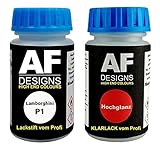 Inhalt: 2 x 50ml Lackstift für Lamborghini P1 Bianco Cygnus + Klarlack je 50ml Autolack Basislack Set