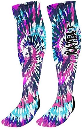 FAN STAR Calcetines de gimnasia personalizados hasta la rodilla, calcetines de gimnasia teñidos personalizados, calcetines de equipo de gimnasia