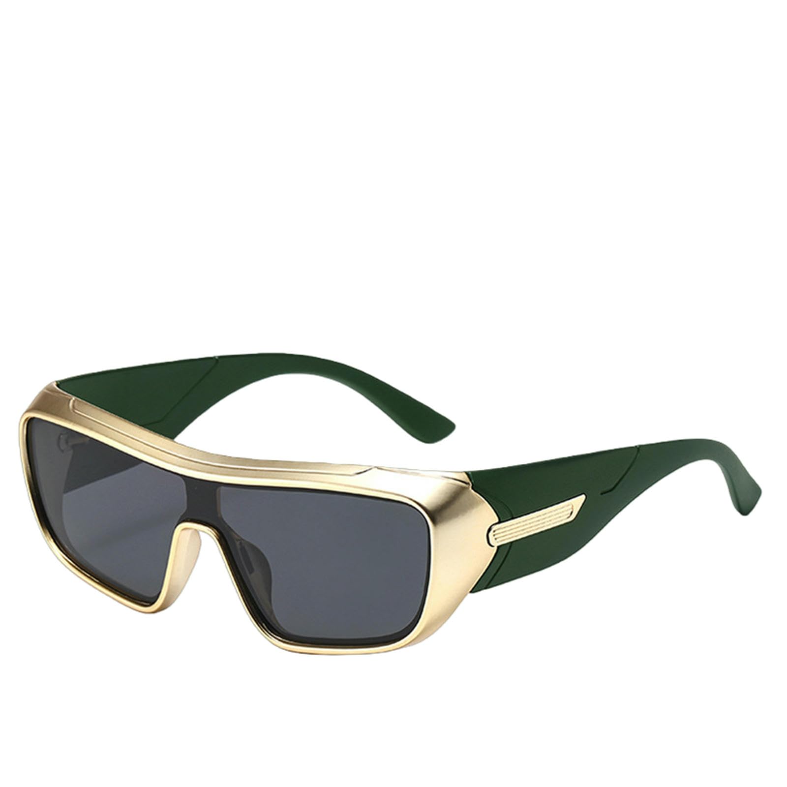 Gyios sunglasses Luxury Women Men Glasses Steampunk Fashion-gold Frame Green Temples Solid Gray Lens