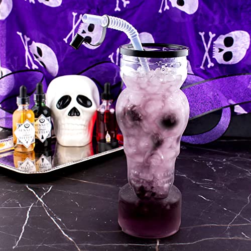 Vaso Skull Party con tapa y pitillo transparente 30 oz miniatura 1