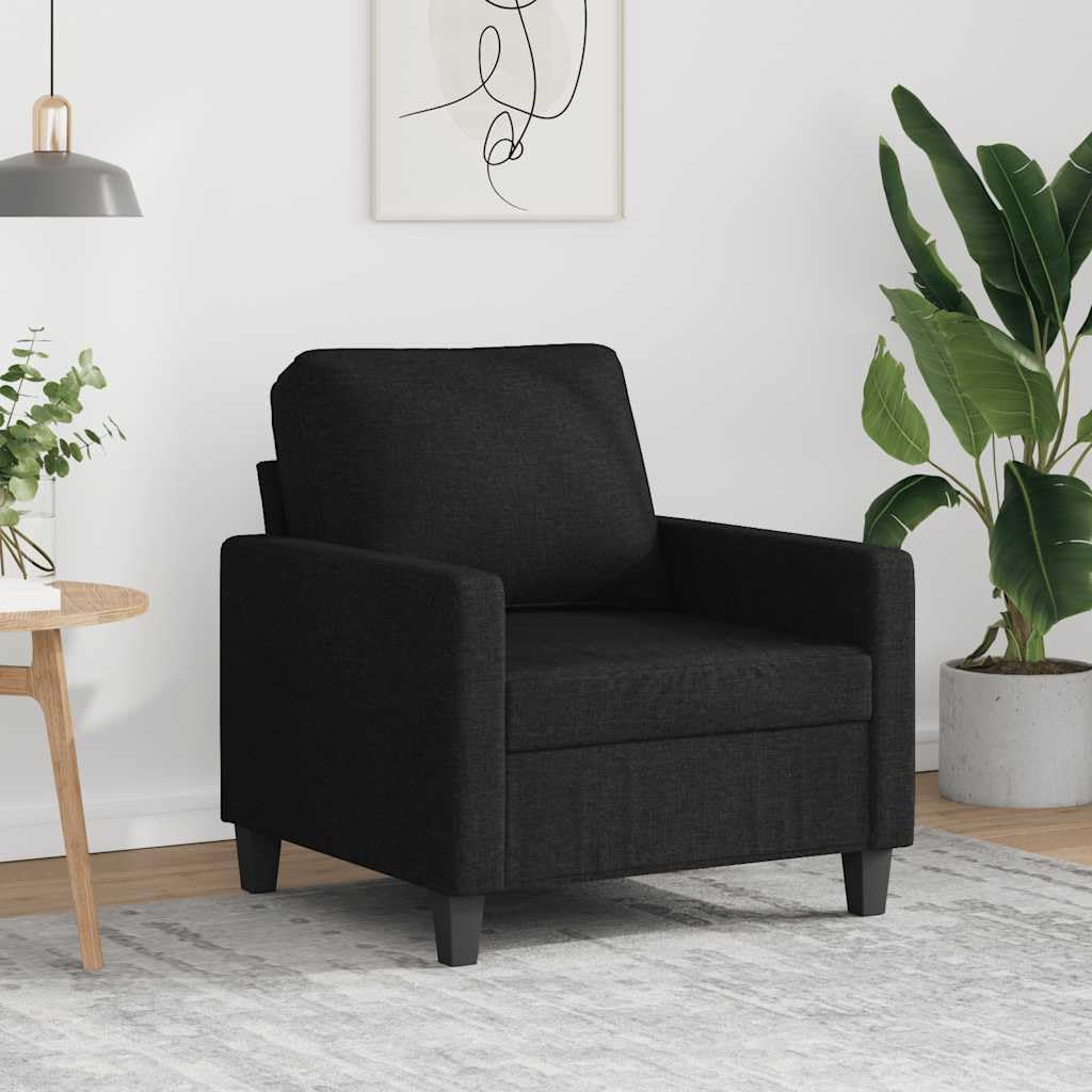 vidaXL Sillón, Silla con Reposabrazos Respaldo, Sofá Sillón de Descanso Relax, Asiento Tapizado de Televisión para Salón, Tela Negro