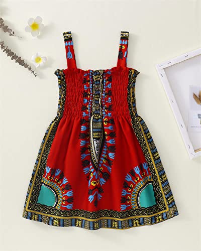 SOFEON Toddler Baby Girls African Dashiki Dress Kids Ankara Sleeveless Sling Bohemia Dress Ankara Style Little Girls Outfit2