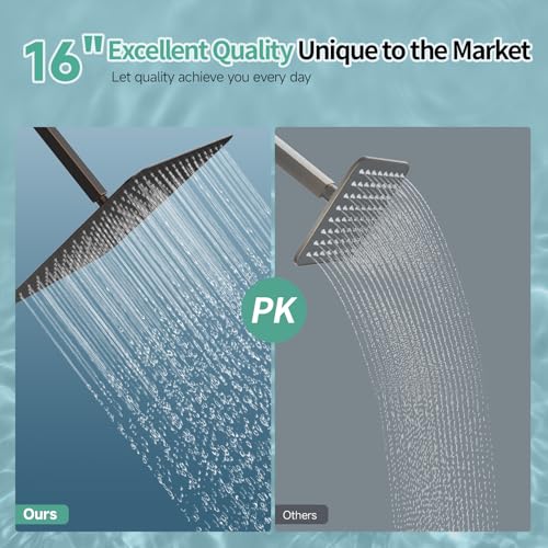 Image of SR SUN RISE Luxury 16 Inch Extra Large Square Stainless Steel Shower Head High Pressure Rainfall Showerhead Ultra Thin Water Saving Oil Rubbed Bronze 2.5 Gpm