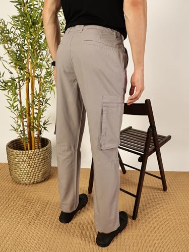 Image of Thomas Scott Men's | Solid | Light Weight | Breathable Fabric | 2 Zipper Pockets | Mid Rise | Regular Fit | Cotton Blend | Button Waist | Chino Trouser | Pants