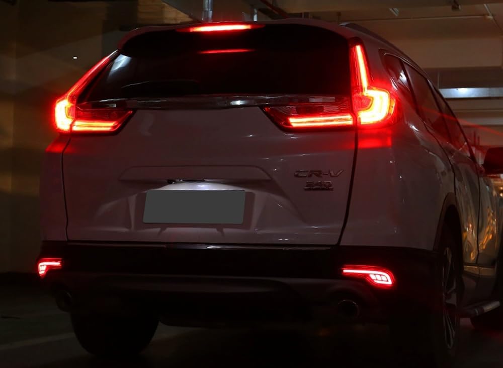 iJDMTOY Red Lens Full LED Rear Bumper Reflector Lights Compatible With 2017-2019 Honda CR-V, Function as Tail/Brake or Rear Fog Lamps