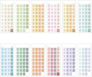 Bontannd Date Sticker 1 Set/12sheets Calendar Labels 365 Days Journal Notebook Scrapbooking Stationery Agenda Planner