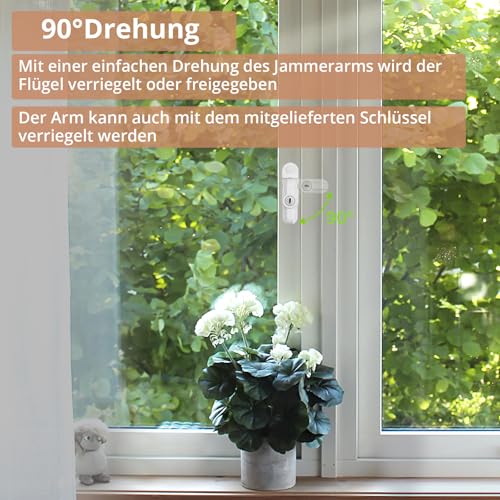 Kamtop Fensterschlösser Fenstersicherung 4x Fenster Türbegrenzer Sash Jammer Fenstersicherheitsschlösser UPVC Türflügel-Störsender Sicherheitsbeschränkungsschloss für UPVC Tür Fenster Weiß