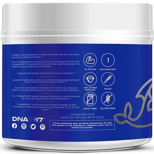 Matcha Dna Premium Collagen Peptides From Wild-Caught Snapper | 12 Oz Paleo Friendly, Non-Gmo And Gluten Free - Unflavored And Easy To Mix Collagen Powder (Marine 12-Oz) #TOP1