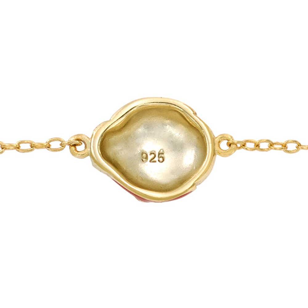 Bling Jewelry Cavigliera con ciondolo coccinella rossa e ape regina da giardino per donne e adolescenti, placcata in oro 14K, argento sterling .925, regolabile da 9 a 10 pollici.