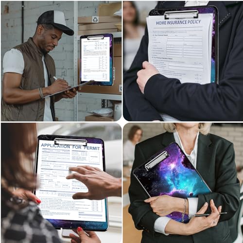 Porte-bloc A4 avec rangement noir et notes autocollantes intégrées pour document - 4
