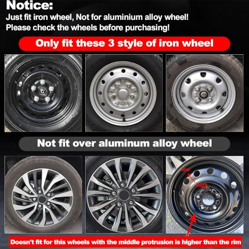 Image of Silver with Gold Hubcap Wheel Cover Replacement Kit 14 inch Hub Caps Wheel Rim Cover Car Exterior Accessories Pack of 4, 14 Inches