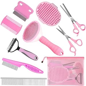 Dog Grooming Brush Shedding Kit-9PCS, Complete Grooming Solution for Shedding Dogs, Slicker Brush, Deshedding Tool, and Grooming Comb, Suitable for All Breeds and Sizes, Promotes Healthy Skin and Coat