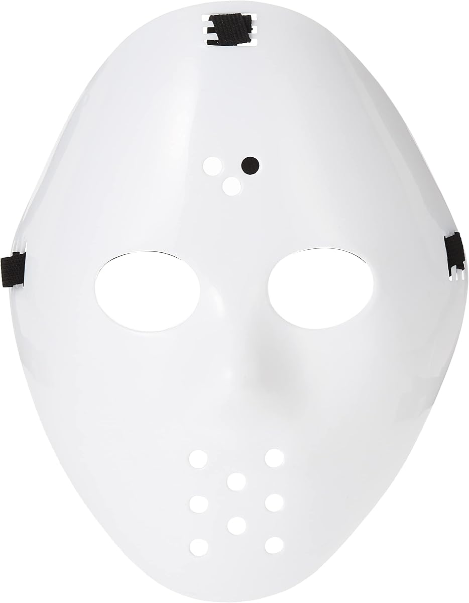 White Plastic Hockey Mask (Adults Size) 1 Pc. - Perfect for Halloween, Masquerades, & Costume Parties