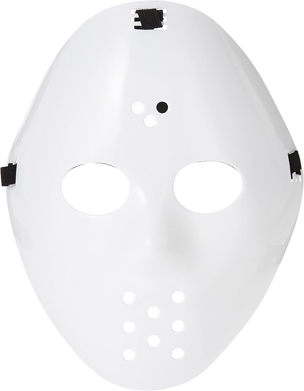 White Plastic Hockey Mask (Adults Size) 1 Pc. - Perfect for Halloween, Masquerades, & Costume Parties