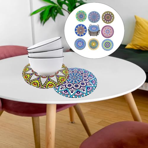 Dessous de verre ronds en liège avec support métal pour fêtes