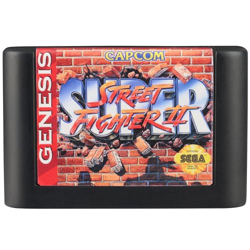 Image of Console Heroes Super Street Fighter II Collectible Diorama - Mini Ryu & Ken Figures with Dock Stage Scene - Retro SEGA Genesis Cartridge Display & Playset