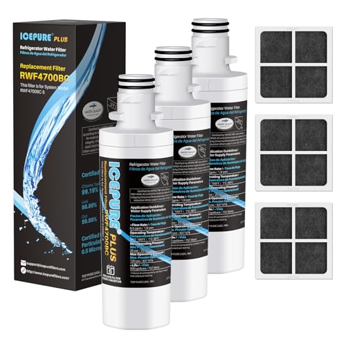 Image of ICEPURE PLUS ADQ747935 NSF /ANSI 53 Certified Replacement for LG LT1000P MDJ64844601, Kenmore Elite 9980, LT1000PC ADQ74793501 LT1000 RWF4700A RWF4700AB Refrigerator Water and LT120F Air Filter,3Combo
