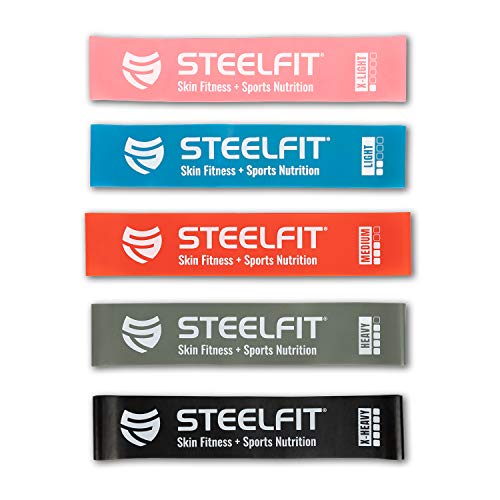 SteelFit Mini Loop Resistance Bands - 5 Different Levels of Resistance - Strength