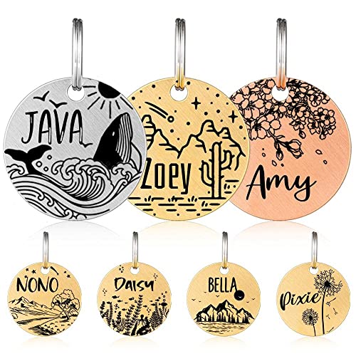 MYXGY Stainless Steel Pet ID Tag, Personalized Dog Name Tags, Customized Cat Tags, Deep Laser Engraving, Optional Engraved on Both Sides, Various Design Options