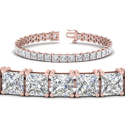5 Carat TO 18 Carat Princess Cut Lab Grown Diamond Basket Tennis Bracelets Clarity 14K Solid Gold (SI2) Color (G - H)
