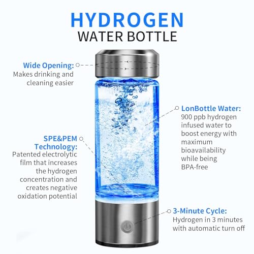 Hydrogen Water Bottle, Portable Hydrogen Water Ionizer Machine, Hydrogen Water Generator, Rechargeable Hydrogen Rich Water Glass Health Cup for Home Travel - Image 4