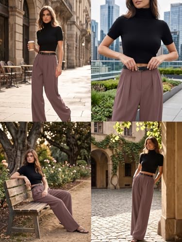 Image of GRECIILOOKS Trousers for Woman | Womens High Rise High Waist Flared Korean Style | Formal Pant for Women Office Wear| Track Pants for Womans Elegant for College & Events (Available in Plus Size)