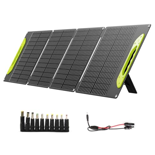 Image of GrnOas.E 100W Foldable Solar Panel kit with Controller,Portable Solar Charger for Portable Power Station,Phone,Laptop,with M-C4 to DC5525 Output,USB-C,USB-A Port When Camping Fishing Van RV Road Trip