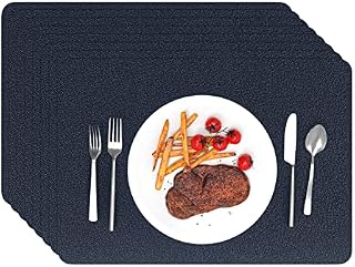 WAYIFON 2 PCS Premium Placemats, 36×25.5 CM Non-Slip PU Leather Place Mats, Waterproof, Heat Insulation and Easy Wash Table Mats for Home, Dining Table, Kitchen Room - Marble White
