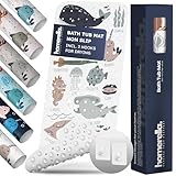 Bath Tub Mat Non Slip Anti Mold for Kids BPA Free INCL Hooks - homerella® Ocean Sea Animals 40x16, Baby Bath Mat Non Slip 200 Suction Cups, Non Toxic Machine Washable Toddler Bath Mat, EU Certified