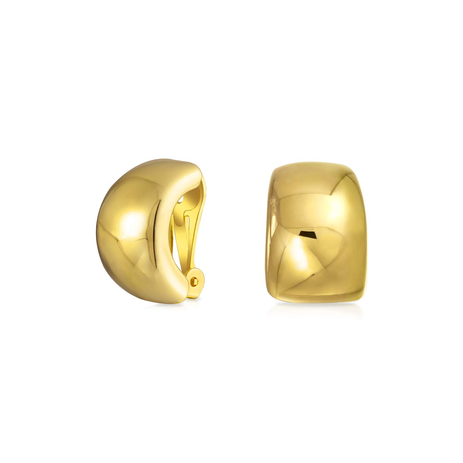 Casual Twisted Grooved Cable Rope Stripe Wide Half Hoop Clip On Earrings For Women Non Pierced Ears Silver Rose Yellow Gold Tone Plated