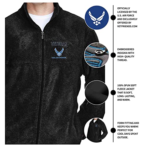 Vetfriends.com Us Air Force Vereran Fleece Jacket With Tradtional Hap Arnold Wings Embroidered (Large) #TOP3