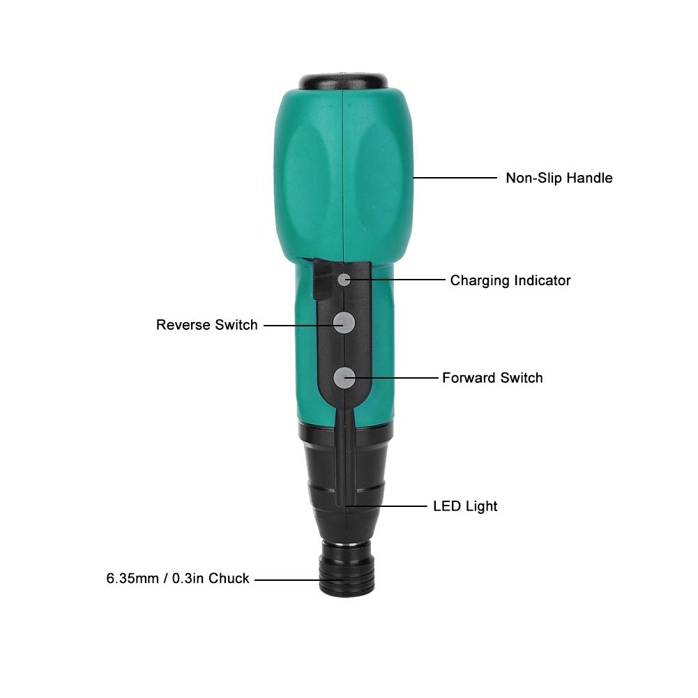 Elektrische schroevendraaier, 180 W, 3,7 V, 800 mAh, 500-700 rpm, magnetische mini-accuschroevendraaier, schroevendraaierset met ledlicht en USB- oplaadkabel, 20-50 Nm draaimoment