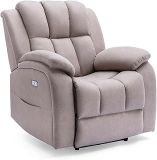 More4Homes BROOKLINE ELECTRIC FABRIC AUTO RECLINER ARMCHAIR GAMING USB LOUNGE SOFA CHAIR PUMICE