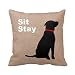 Piillow Sit Stay Words Dog Pillow Cover Print Pet Pillowcase Birthday's Gift Anniversary Cushion Covers 16x16 Twin Sides