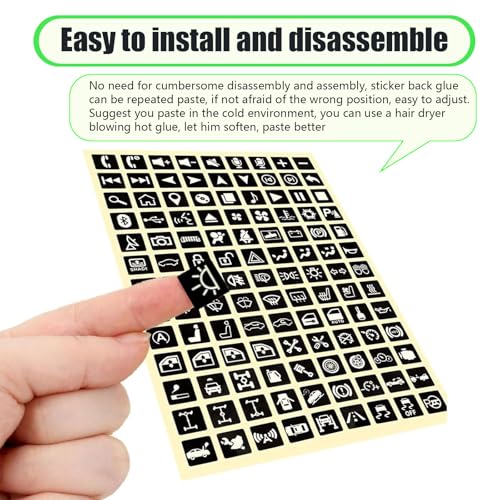 Image of 117 PCS Car Center Console Button Sticker, Car Self-Adhesive Night Safety Luminous Sticker, Waterproof and Dustproof Switch Decorative Sticker, Universal for Most Car(Fluorescence Green)