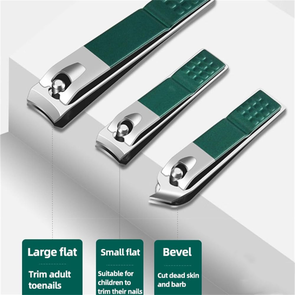 Juego de Tijeras para uñas, cortaúñas de Acero Inoxidable para Uso doméstico, para pedicura, Color Verde, 9 Piezas (Juego Verde de 9 Piezas)