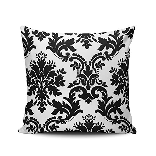Xiuba Throw Pillow Covers Case Black White Pattern Damask Decorative Pillowcase Cushion Cover 26X26 Inch European Size Double Sided Design Printed #TOP4